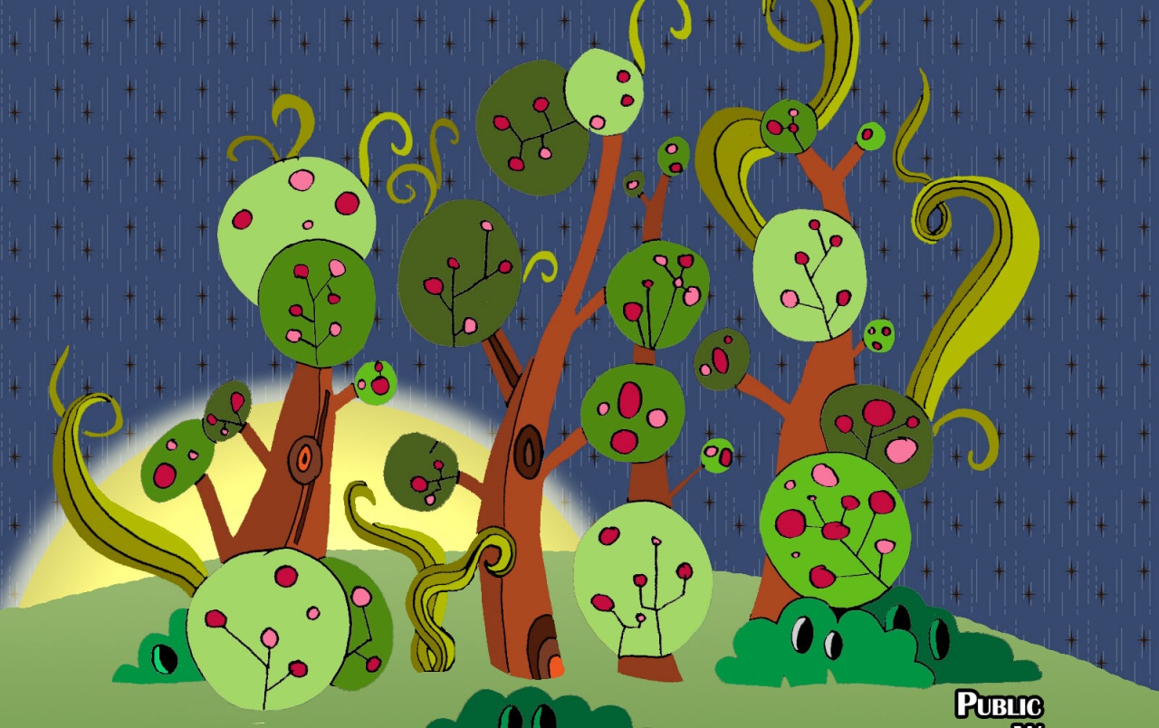 Night Forest Wallpapers - Cartoon - HD Wallpaper 