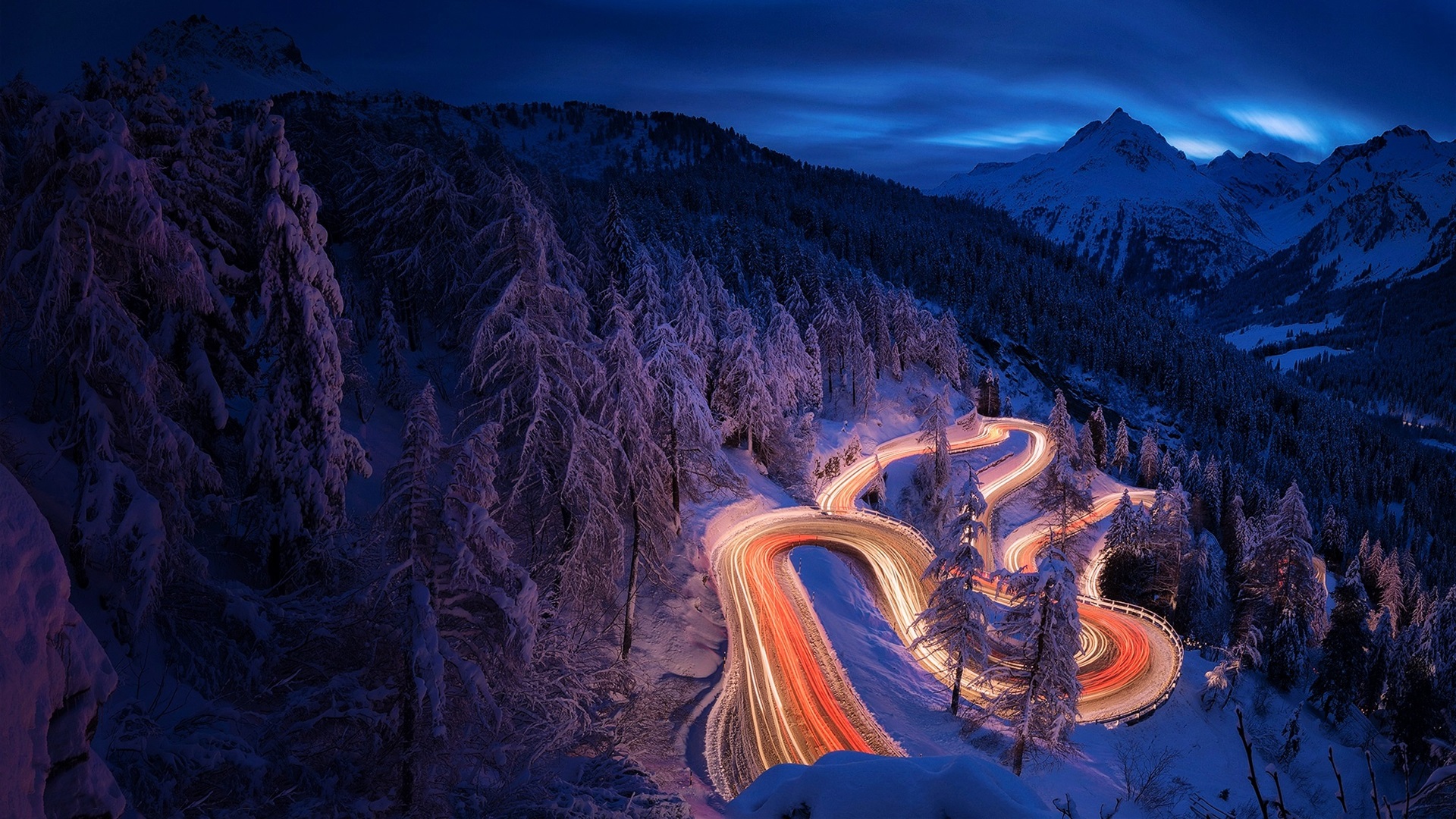 Night Time Mountain Landscape - HD Wallpaper 