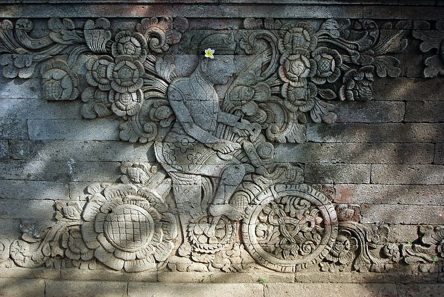 Gray Brick Wall Decor, Indonesia, Bali, Temple, Bas-relief, - HD Wallpaper 