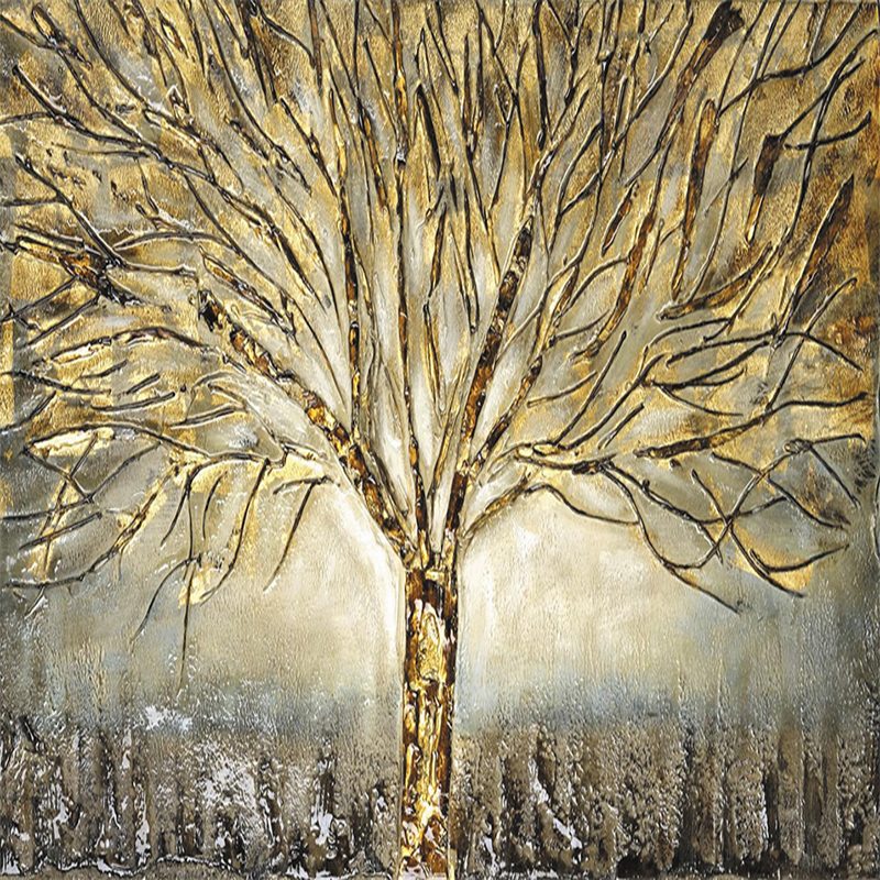 Abstract Gold Tree Painting - HD Wallpaper 