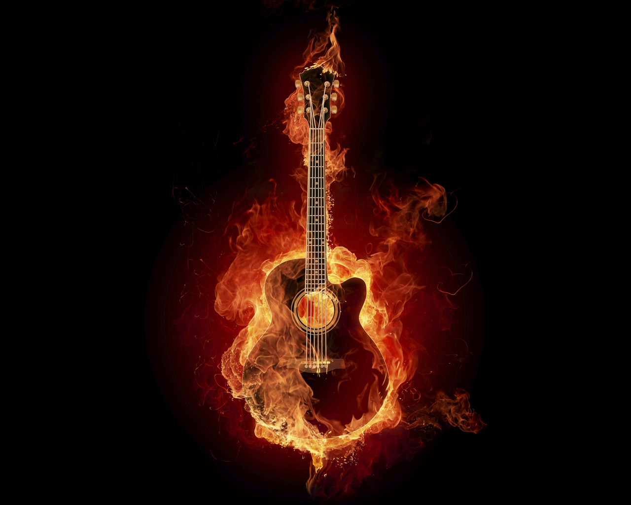 Music Guitar Flaming Android Wallpaper - Flaming Guitar - HD Wallpaper 
