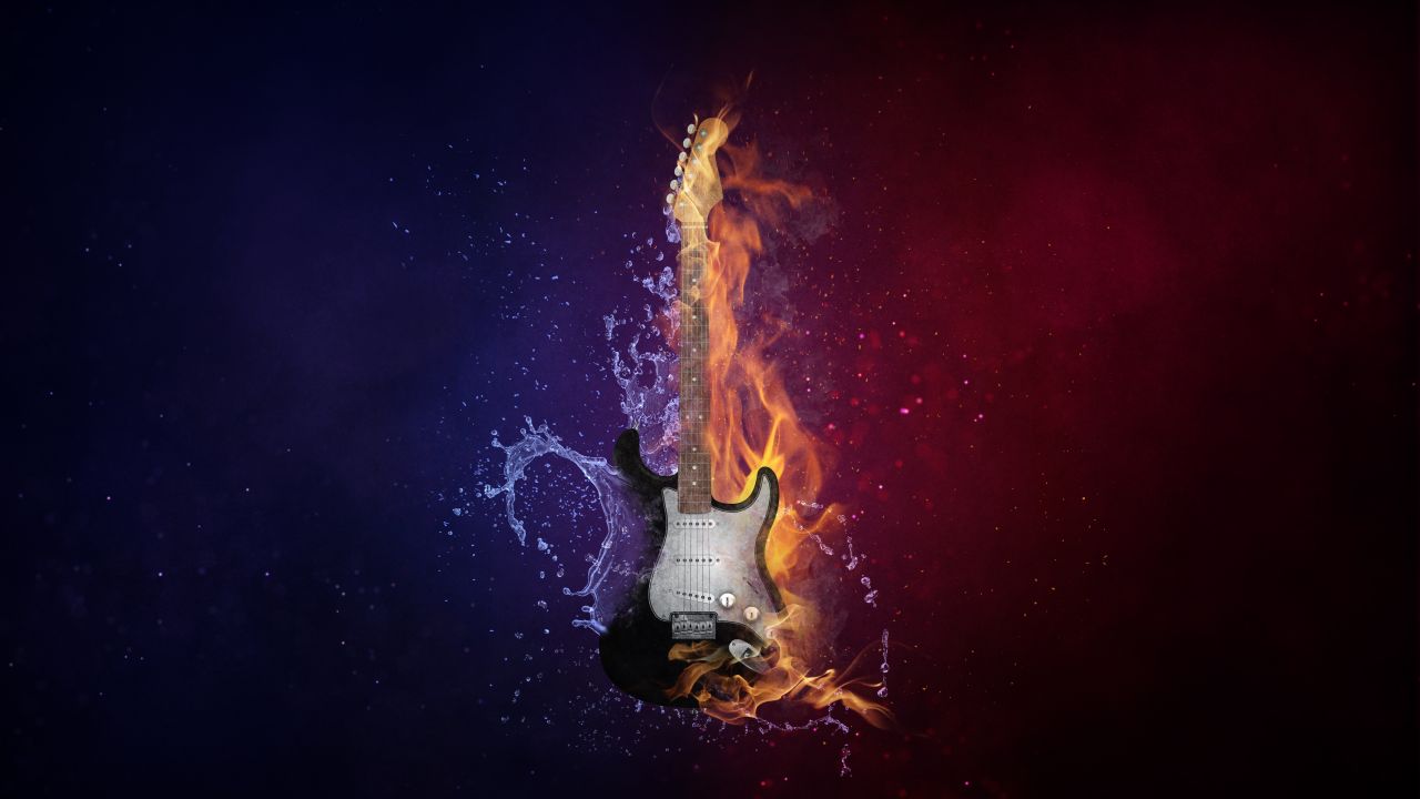 Flaming Guitar - HD Wallpaper 