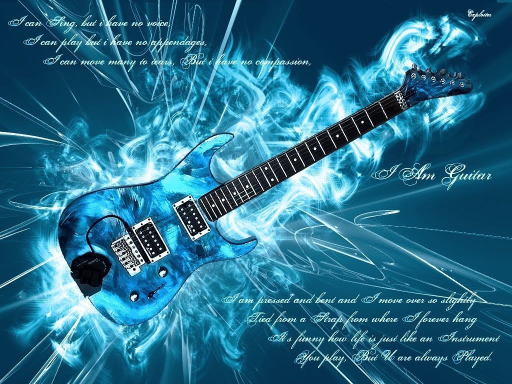 Fire Blue Electric Guitar - HD Wallpaper 