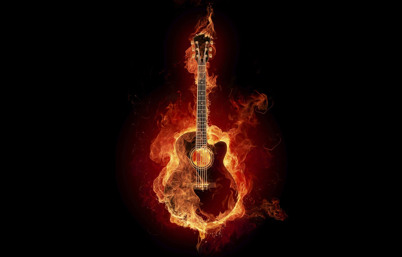 Photo Wallpaper Called, Ardiente, Fire, Digital Effect, - 3d Guitar Wallpaper Hd - HD Wallpaper 