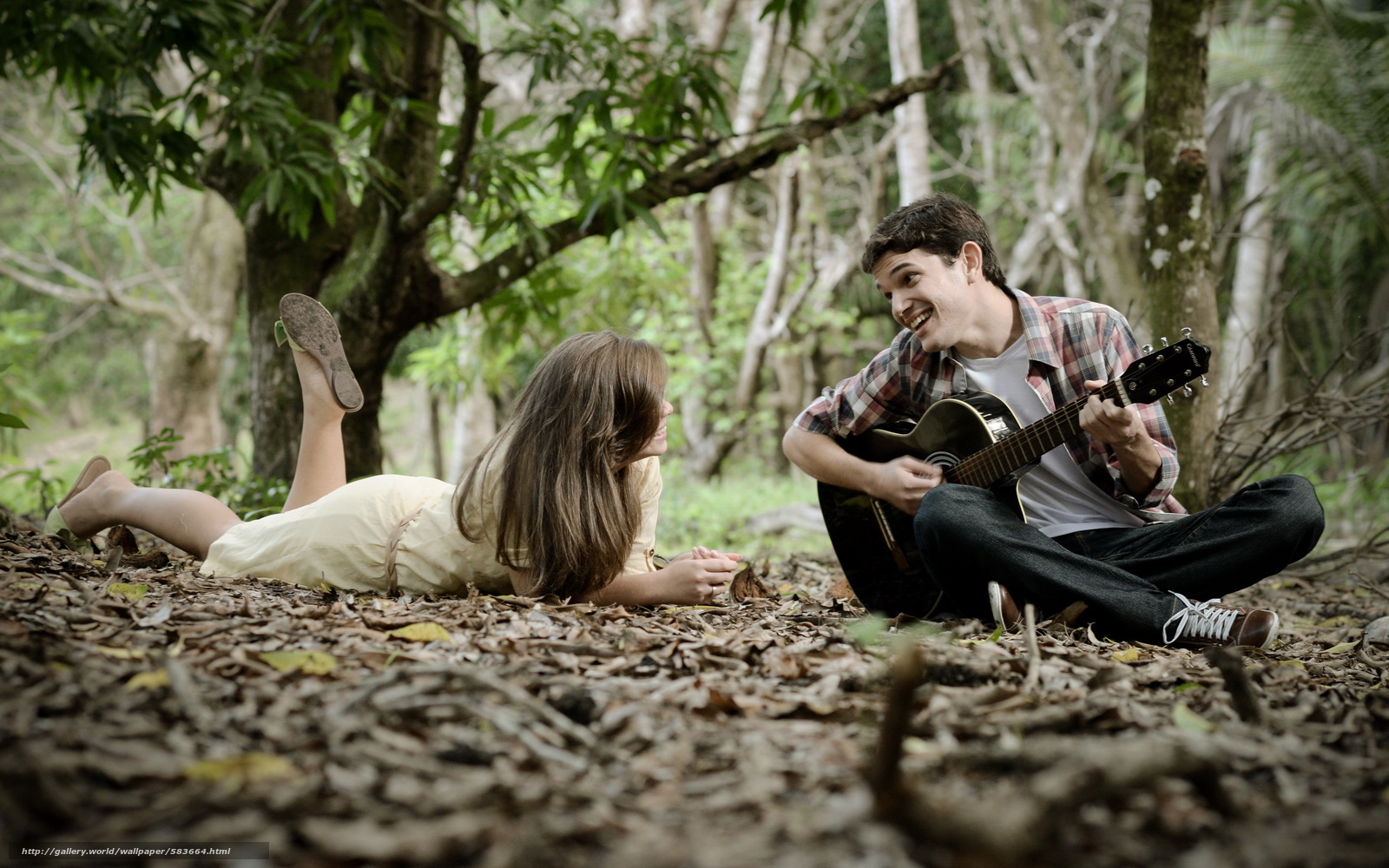 Download Wallpaper Guy, Girl, Mood, Guitar Free Desktop - Boy And Girl With Guitar - HD Wallpaper 