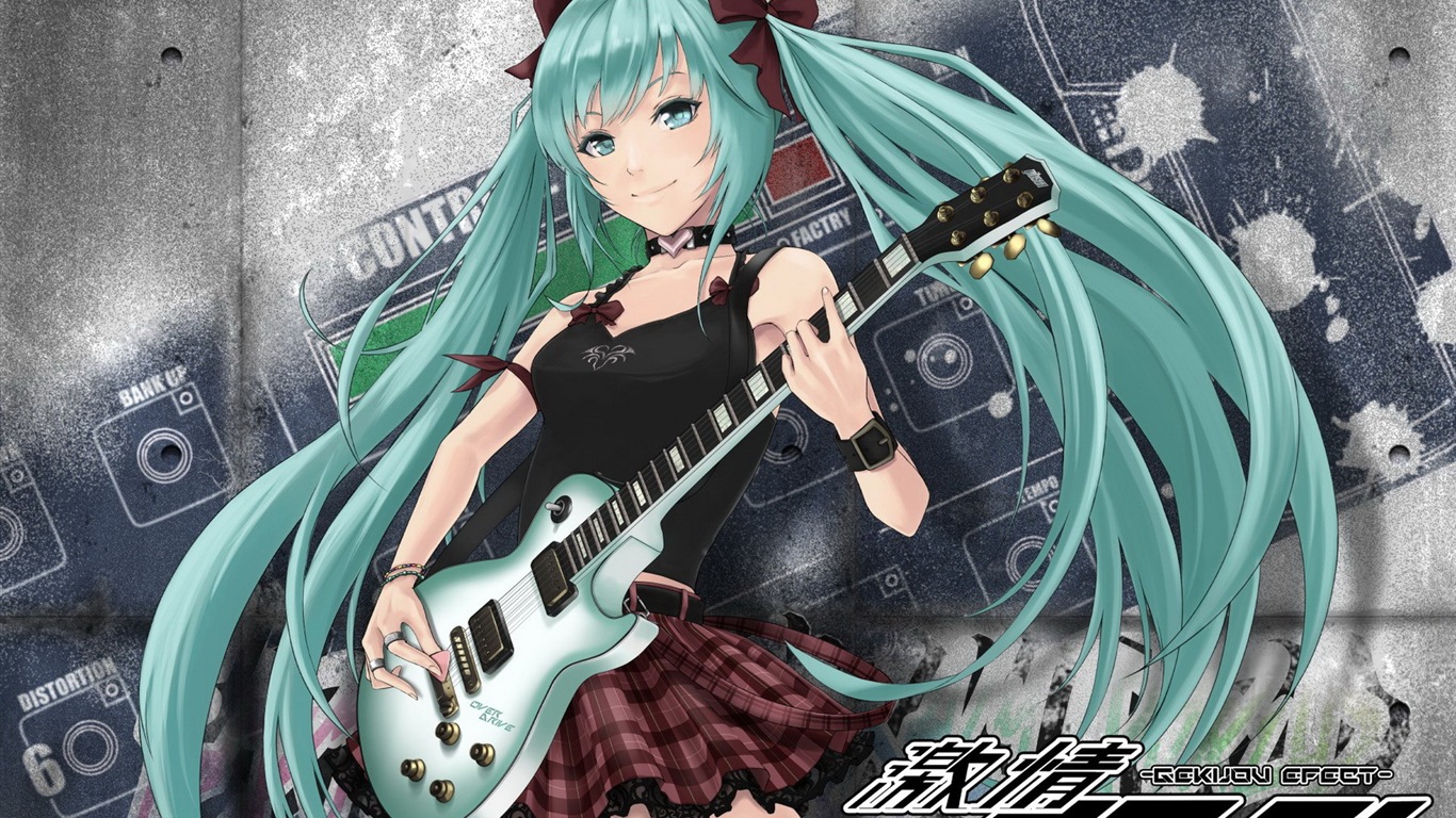 Music Guitar Anime Girl Hd Wallpapers - Miku Hatsune With Guitar - HD Wallpaper 
