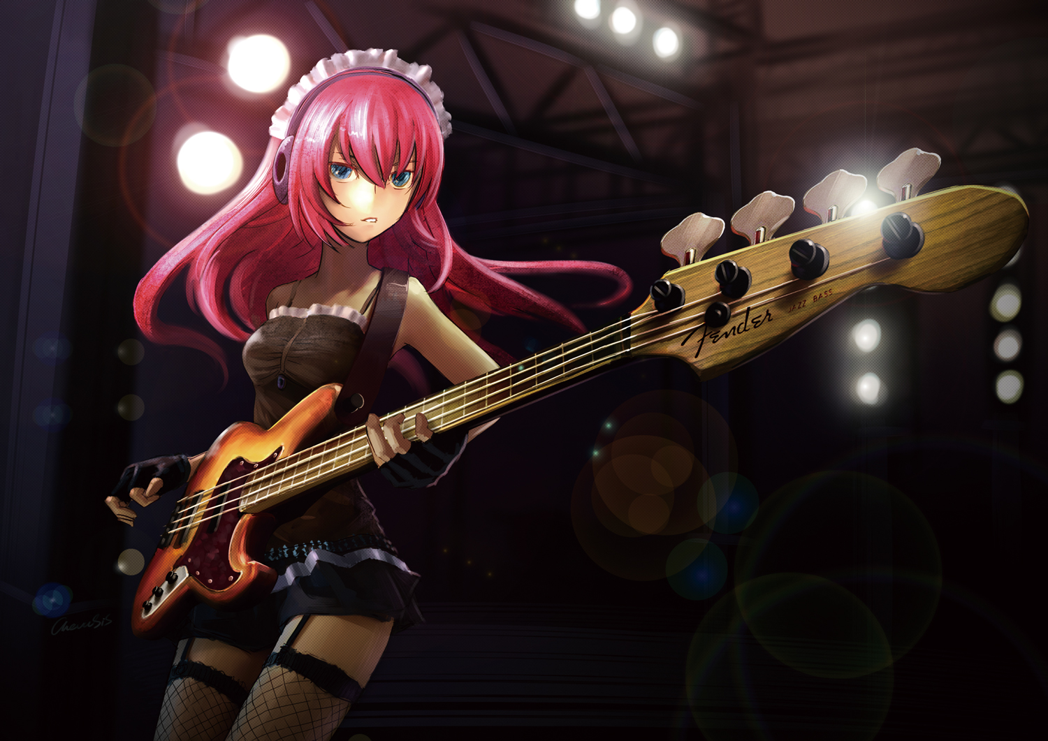 Megurine Luka With Guitar - HD Wallpaper 