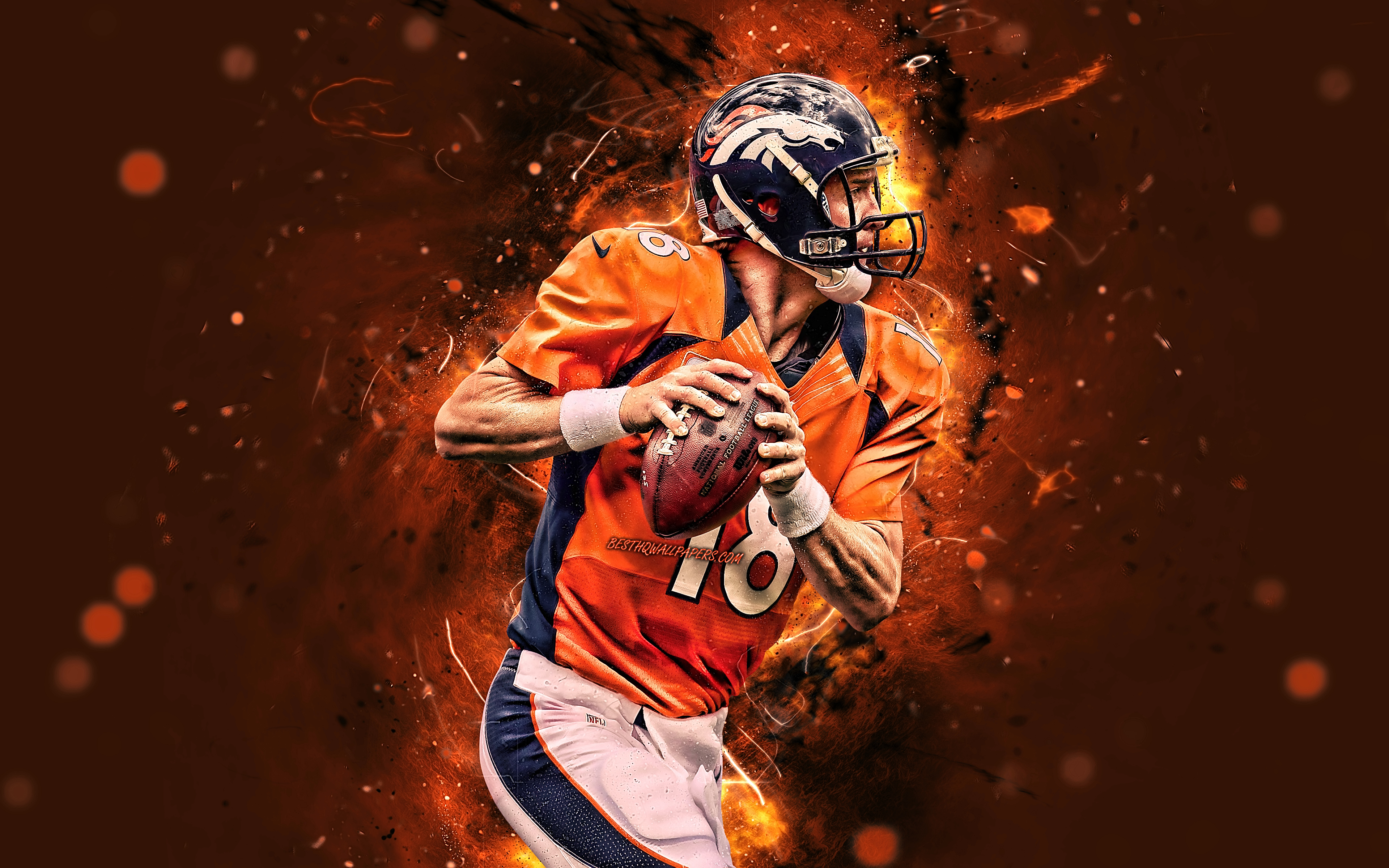 Peyton Manning, 4k, Wide Receiver, Denver Broncos, - Kick American Football - HD Wallpaper 