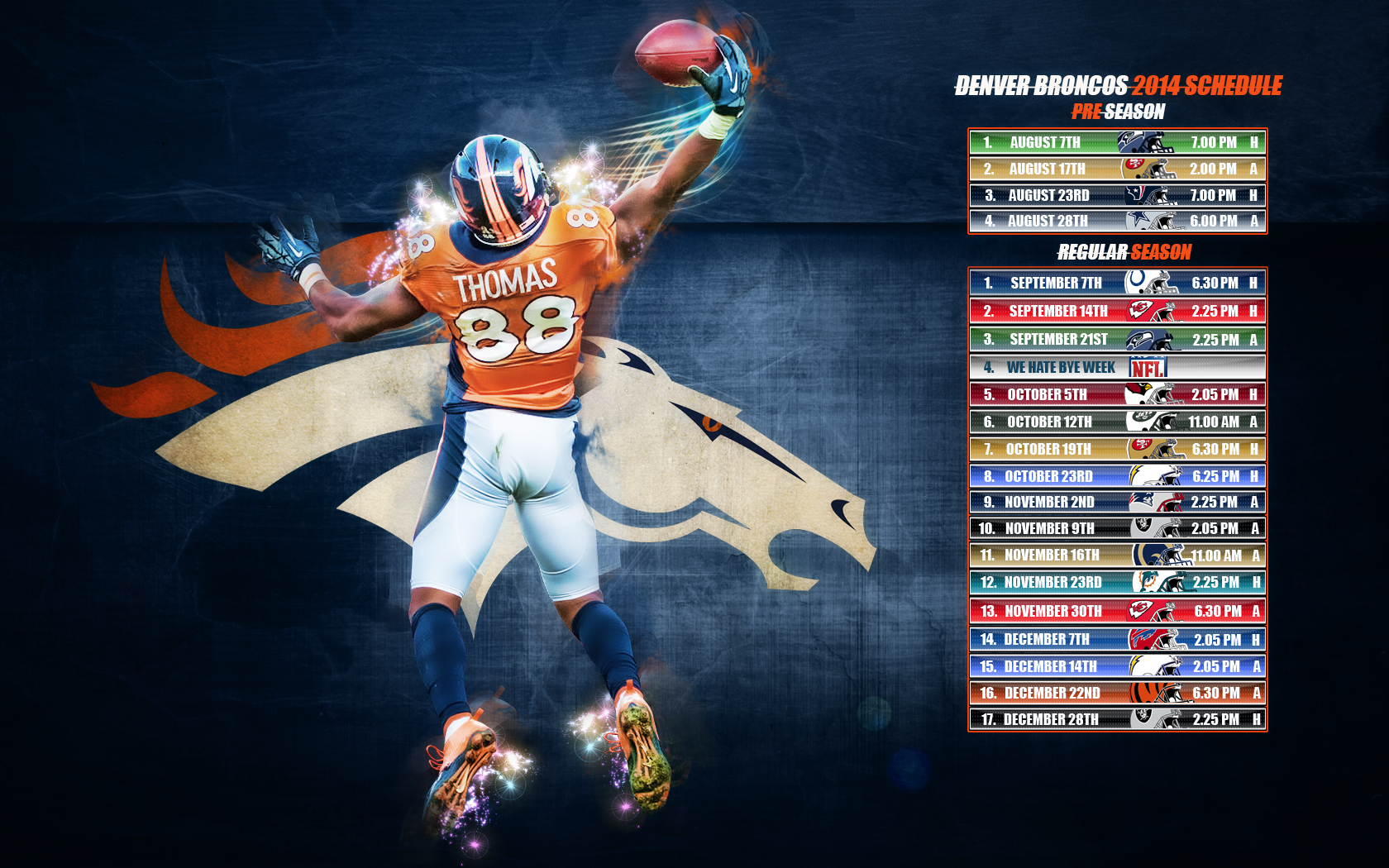 Denver Broncos Schedule Wallpaper 2018 - HD Wallpaper 