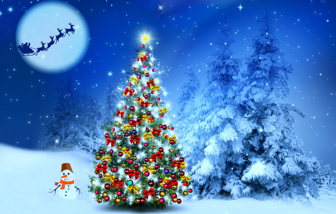 Photo Wallpaper Winter, Holiday, Photoshop, A Remake - Christmas Tree - HD Wallpaper 