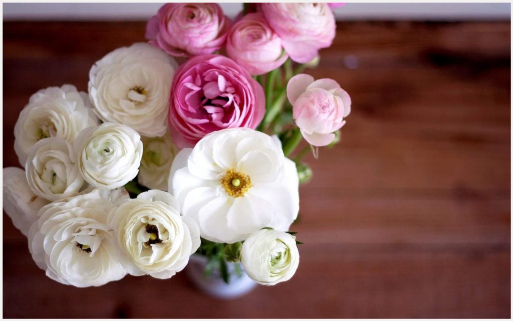 Ranunculus Flower Bouquet Ranunculus Flower Bouquet - Floral Wallpaper Ranunculus On Desk - HD Wallpaper 
