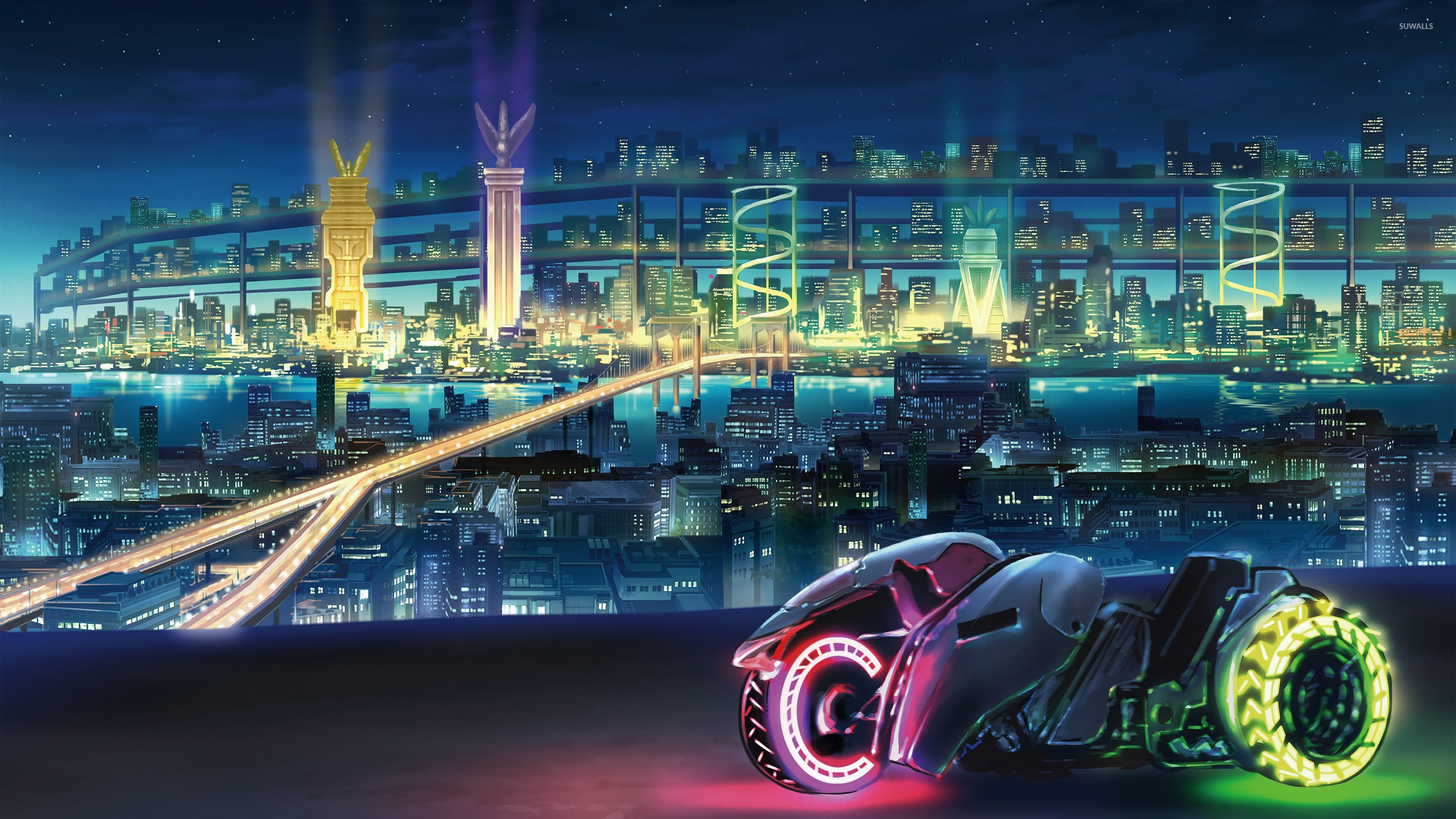 Sci Fi Neon City - HD Wallpaper 
