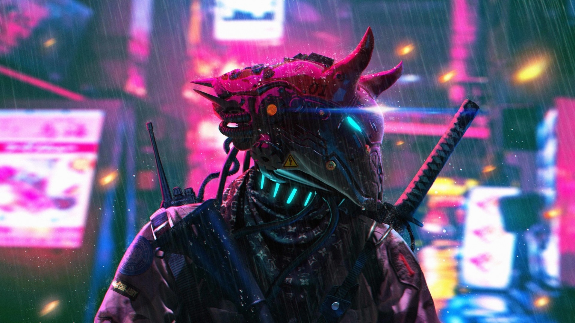 Neon City, Cyberpunk Warrior, Sci-fi, Futuristic, Lights, - Cyberpunk 4k - HD Wallpaper 
