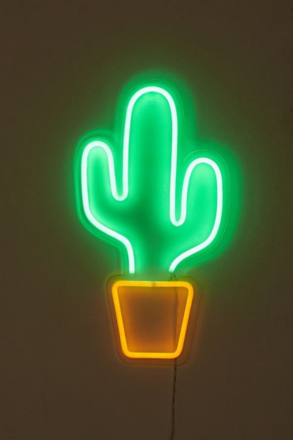 Cactus Neon Light - HD Wallpaper 
