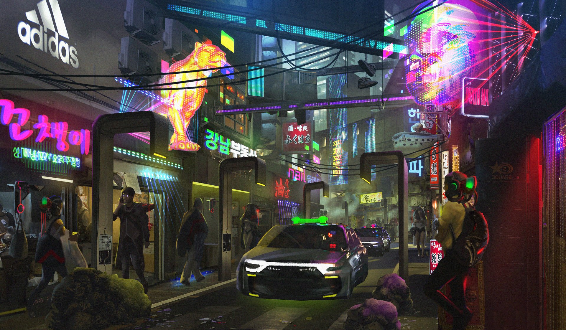 Background Neon Light Street - HD Wallpaper 