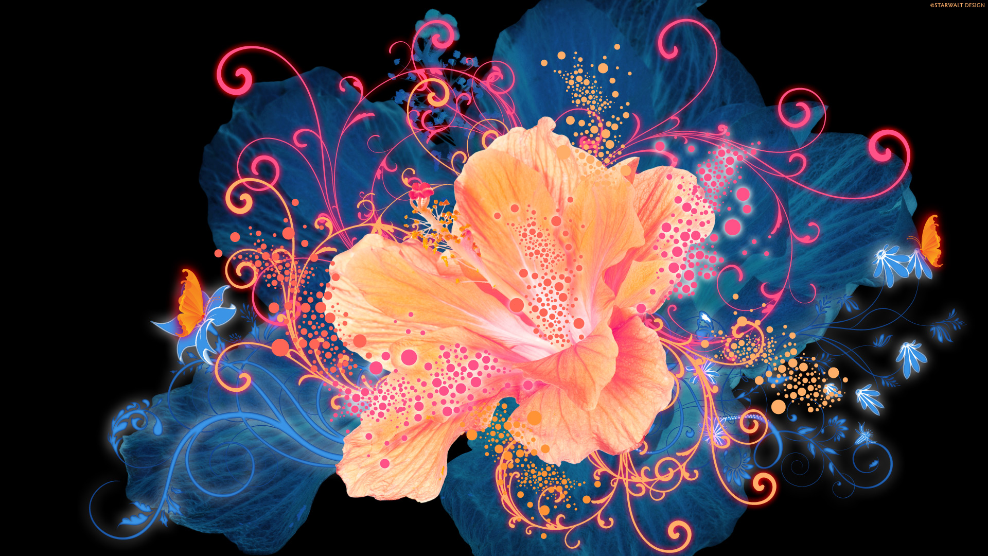 Wallpaper18 - Desktop Backgrounds Psychedelic Flowers - HD Wallpaper 