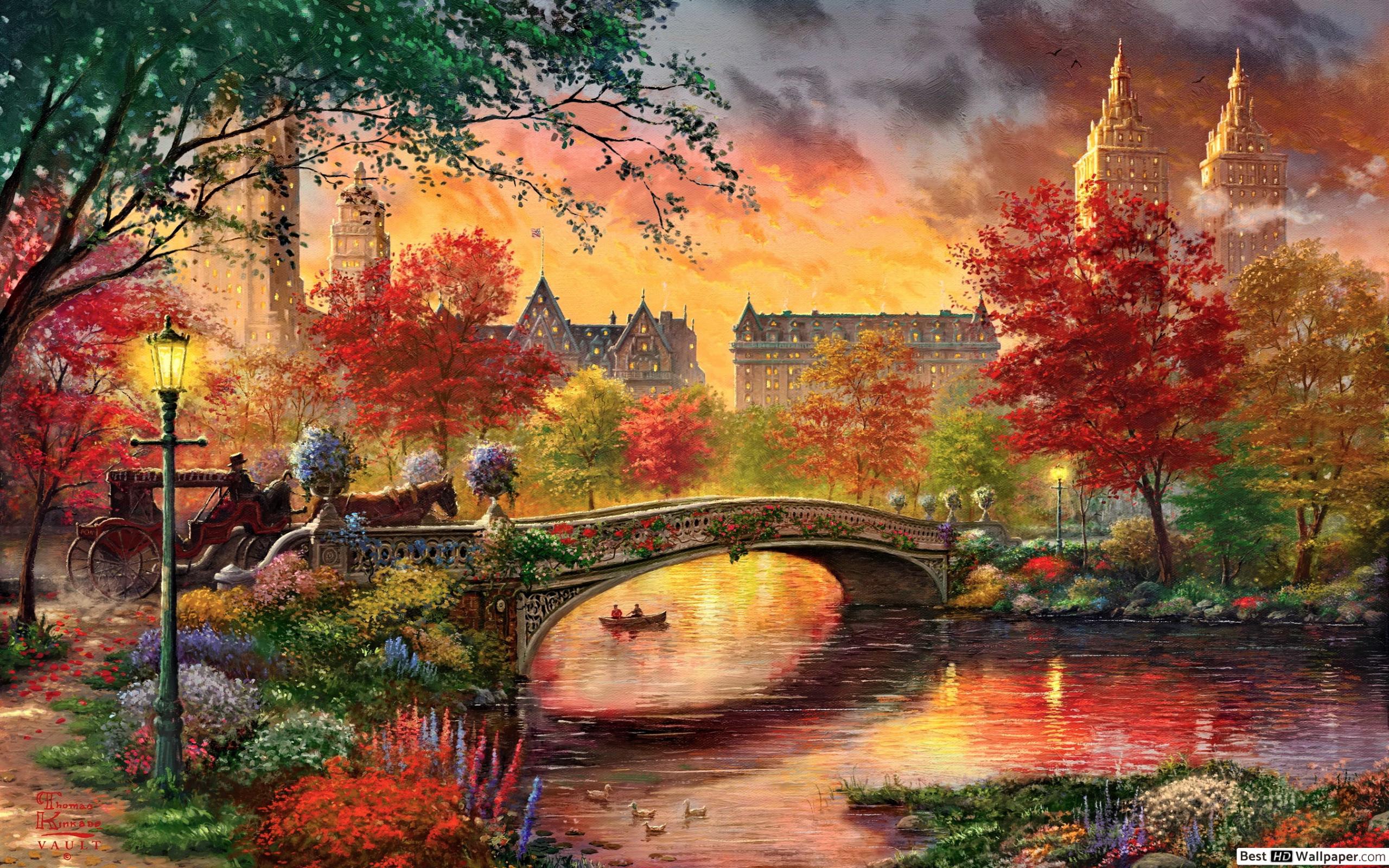 Thomas Kinkade Autumn In New York - HD Wallpaper 