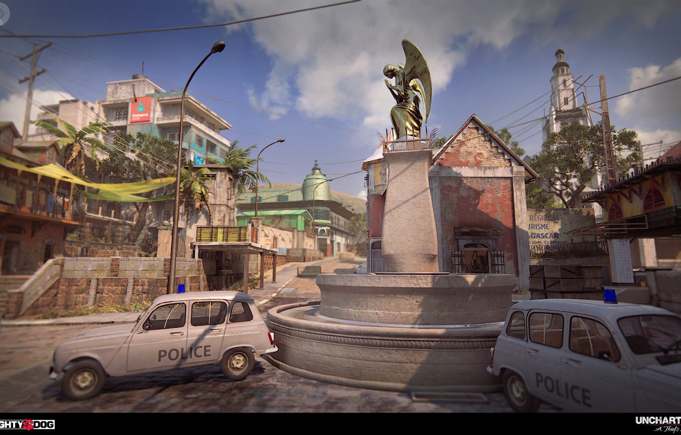 Photo Wallpaper The City, Street, Building, Police, - Uncharted 4 Madagascar City - HD Wallpaper 