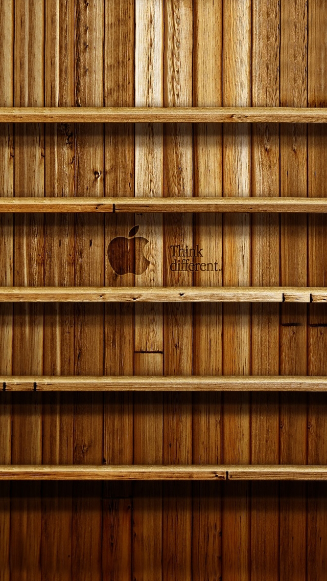 Bookshelf Ios7 Wallpaper Iphone Wallpaper - Phone Wallpaper Wood Shelf - HD Wallpaper 