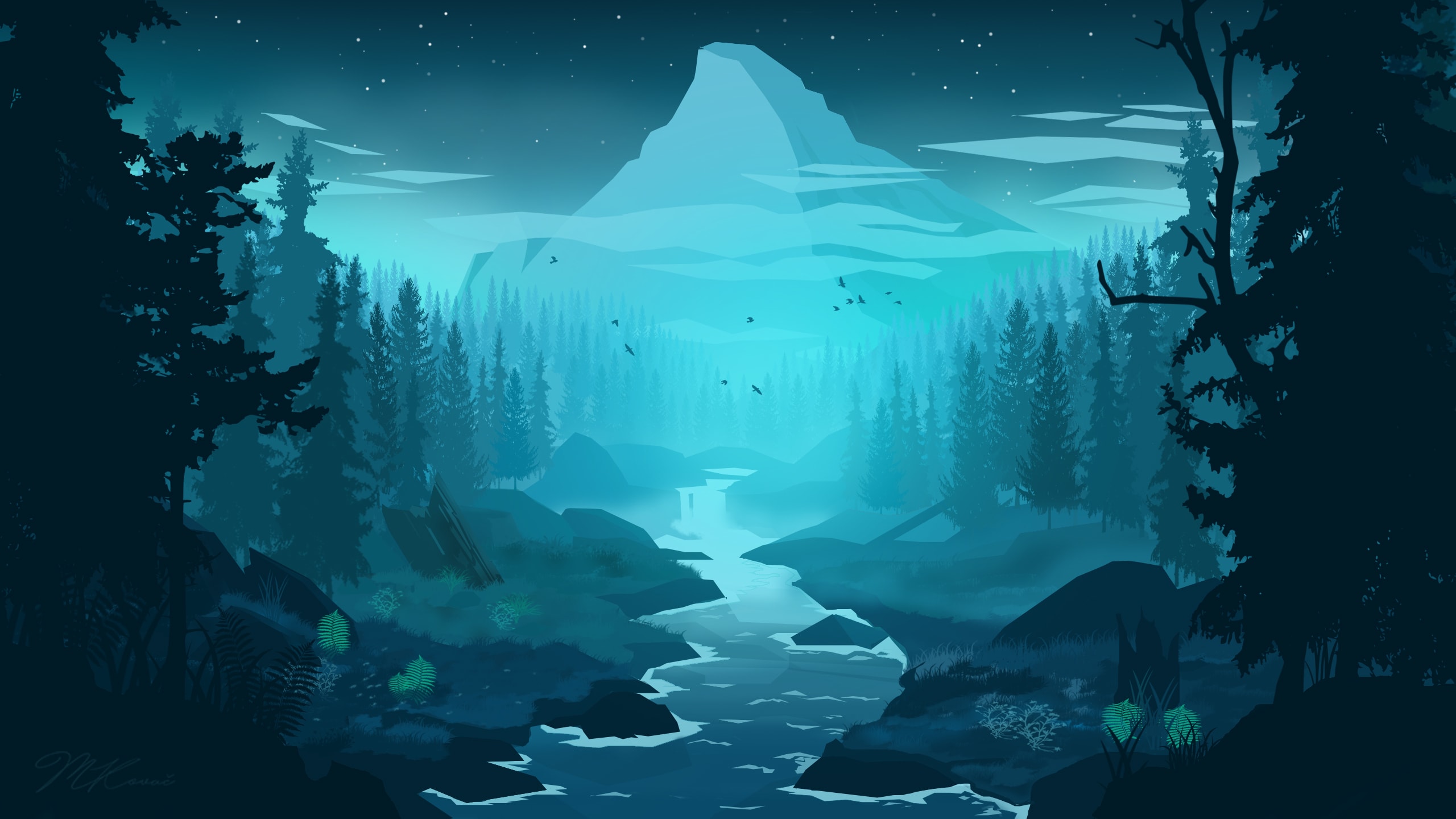 Blue Forest - HD Wallpaper 