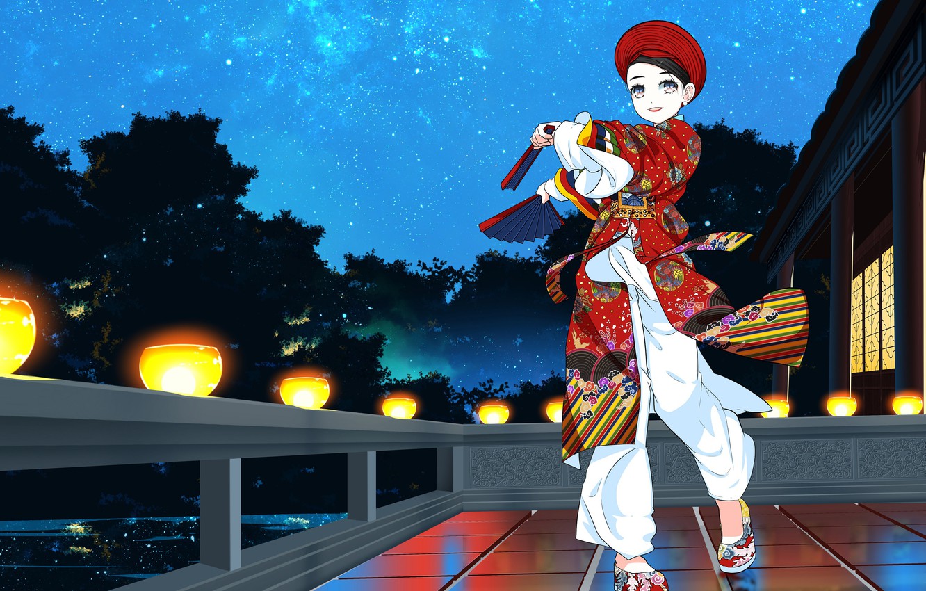 Photo Wallpaper Girl, Anime, Colorful Costume - Wallpaper - HD Wallpaper 