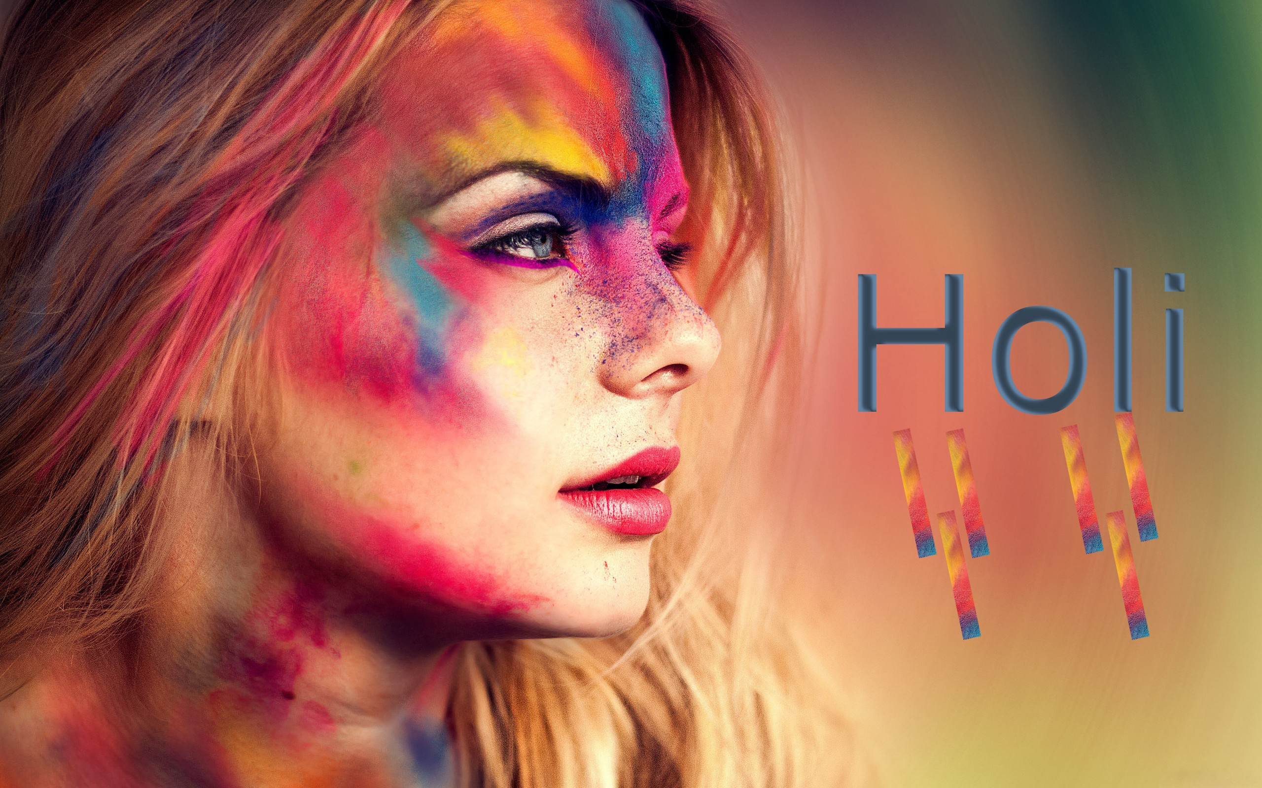 Happy Holi Girl - HD Wallpaper 