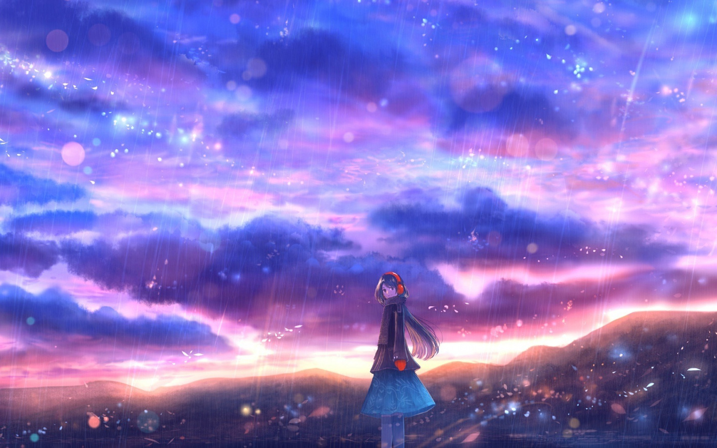 Rain, Clouds, Colorful, Sky, Anime Girl, Wallpaper - Anime Colorful Sky ...