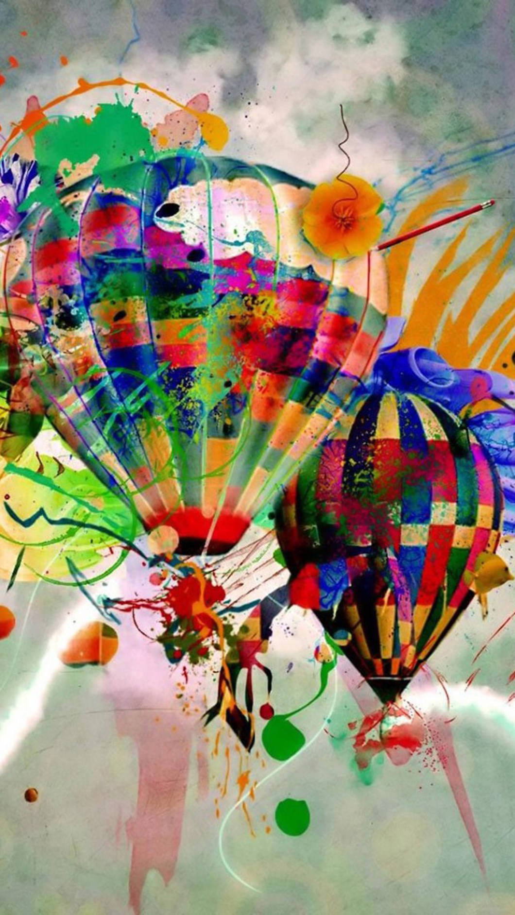 Lg G4 Wallpaper Hd - Hot Air Balloon Graffiti - HD Wallpaper 