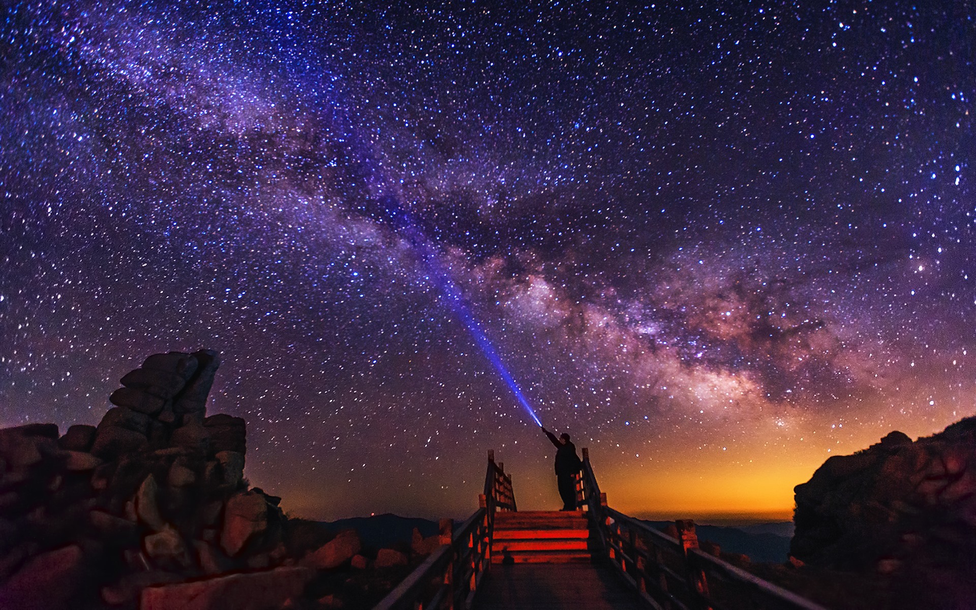 Wallpaper Beautiful Starry, Night, People - Milky Way - HD Wallpaper 