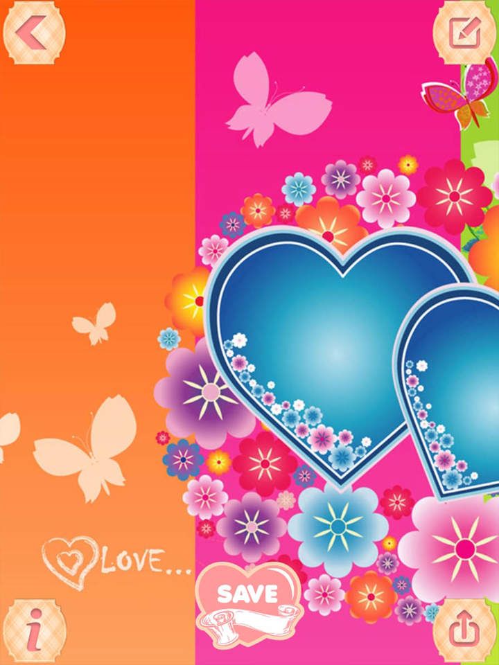 Colorful Hearts And Butterflies - HD Wallpaper 
