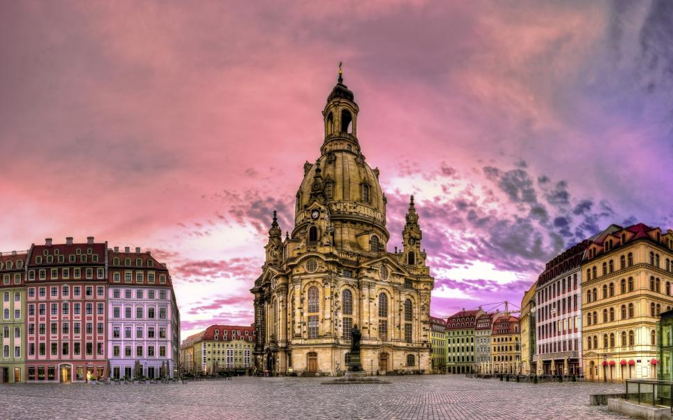 Dresden, Germany, Buildings, Houses, Dusk Wallpaper,dresden - Church Of Our Lady - HD Wallpaper 