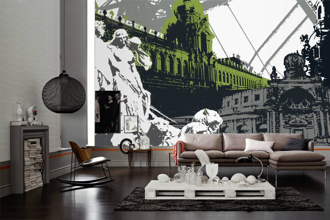 Livingwalls Photo Wallpaper Dresden - Löwenkopf Bild Schwarz Weiß - HD Wallpaper 