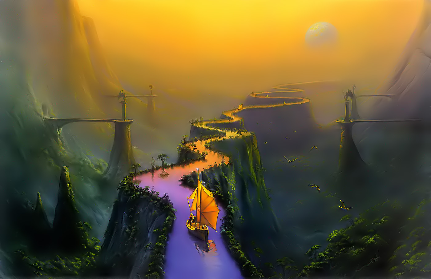 Sailing The Overland Canal Background - Road To Samarkand By Thomas Thiemeyer - HD Wallpaper 
