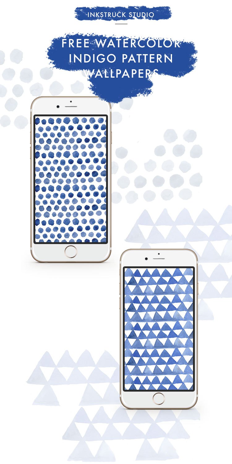 Free Indigo Watercolor Pattern Wallpapers For Iphone - Smartphone - HD Wallpaper 