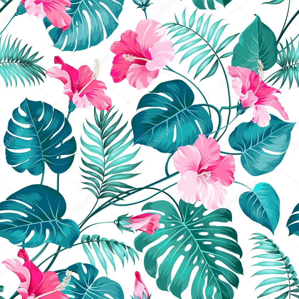 Hawaiian Flower Pattern Free - HD Wallpaper 