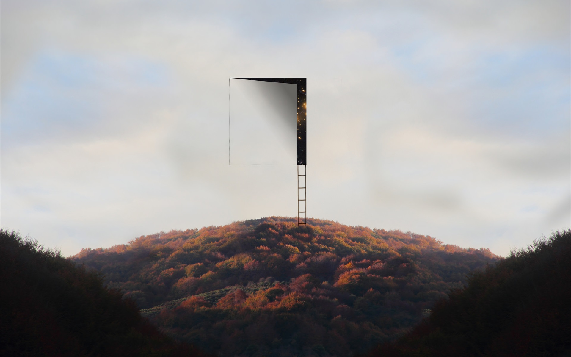Wallpaper Ladder, Sky, Door, Mountains, Creative Picture - Hill - HD Wallpaper 