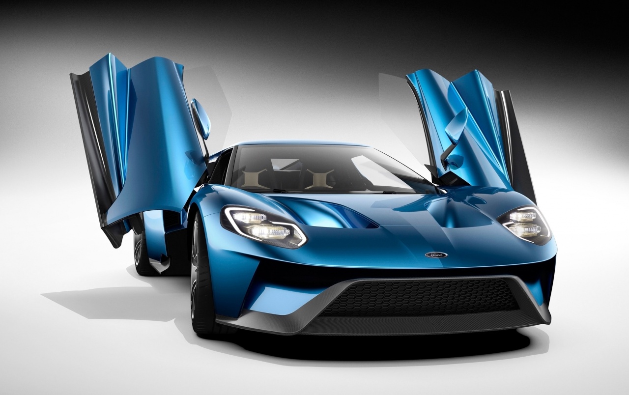 Blue Ford Gt 2016 With Doors Open Wallpapers - Ford Gt 2016 Doors - HD Wallpaper 