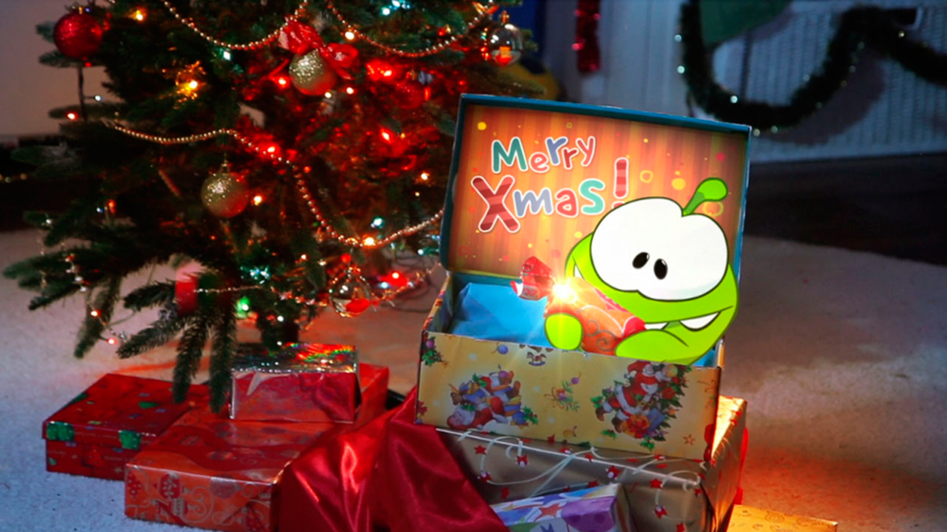 Om Nom Christmas Special - HD Wallpaper 