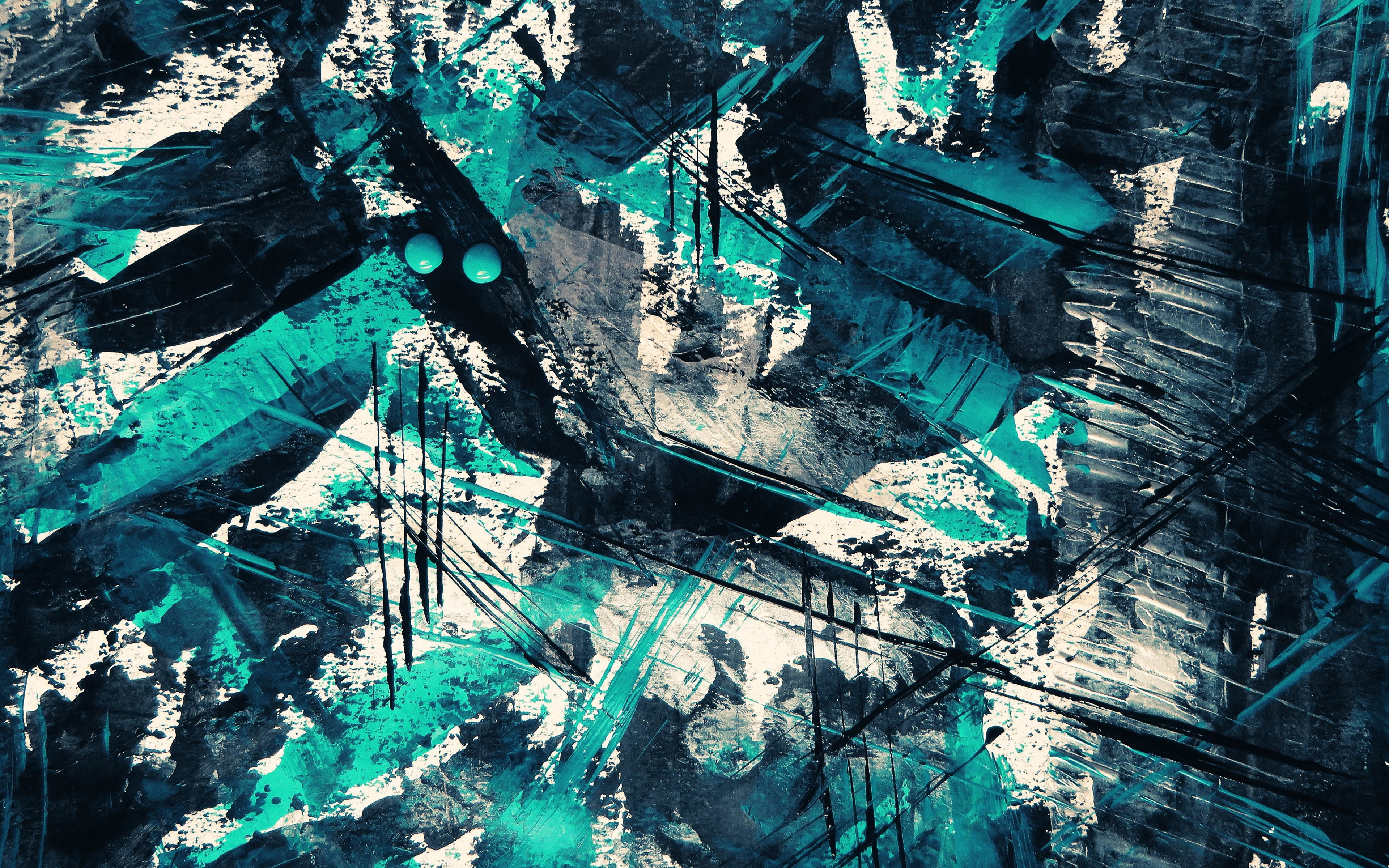 Grunge Paint Strokes, Creative, Blue Grunge Background, - Fondos De Pantallacon Trazos De Pintura - HD Wallpaper 