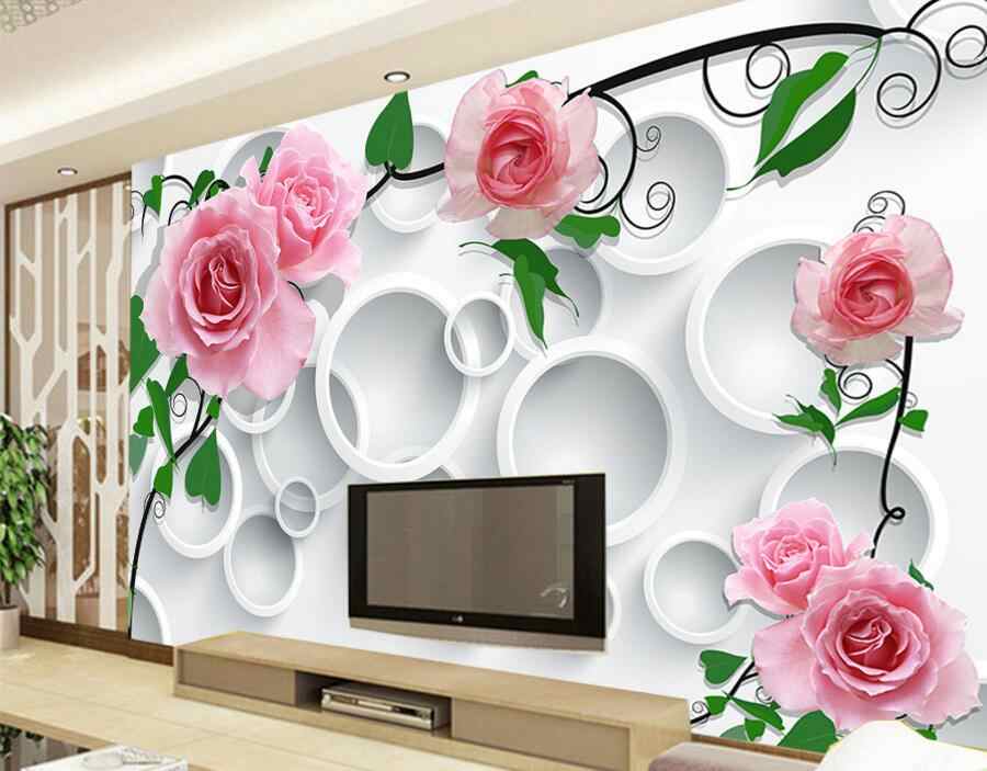 Custom Modern Wallpaper Design,circle Background Rose - Wallpaper - HD Wallpaper 