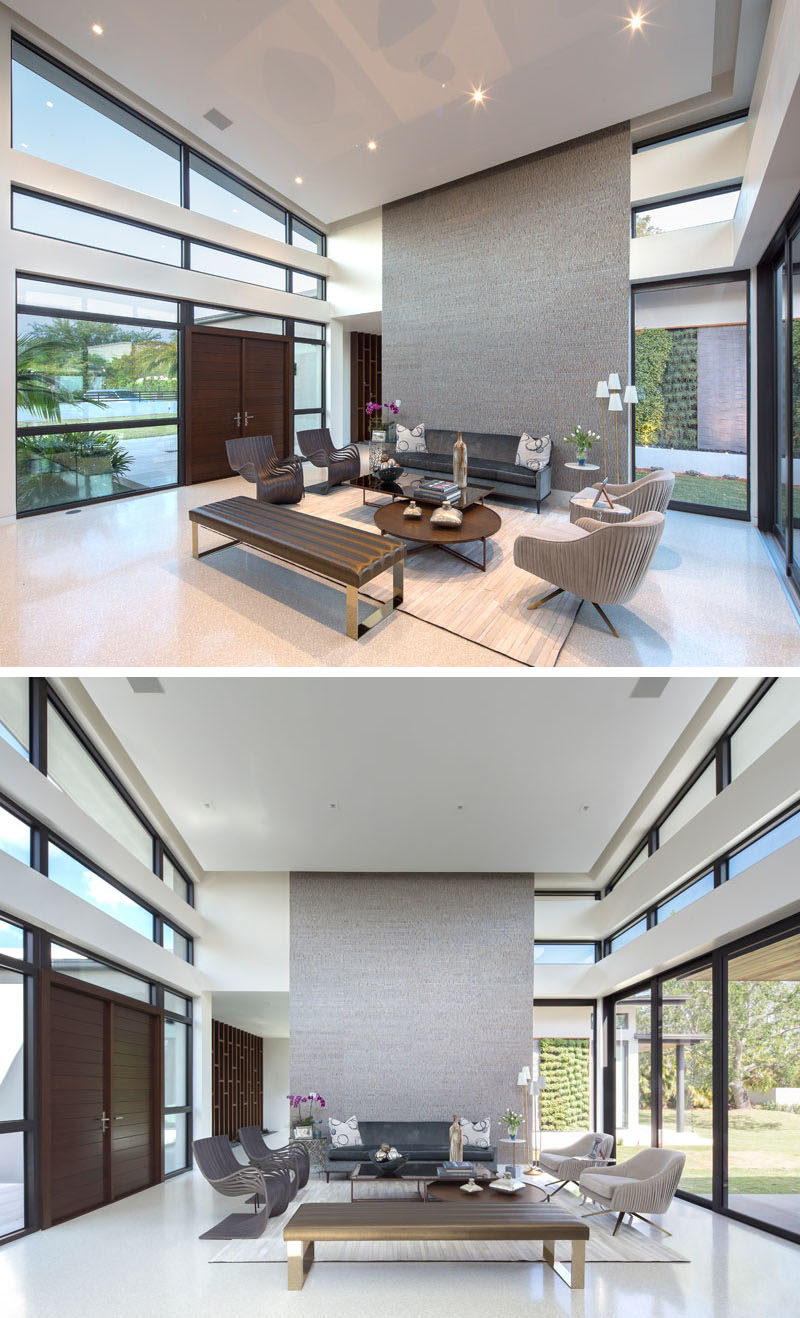 This Modern House Has A Large Mahogany Front Door That - Window Screen - HD Wallpaper 