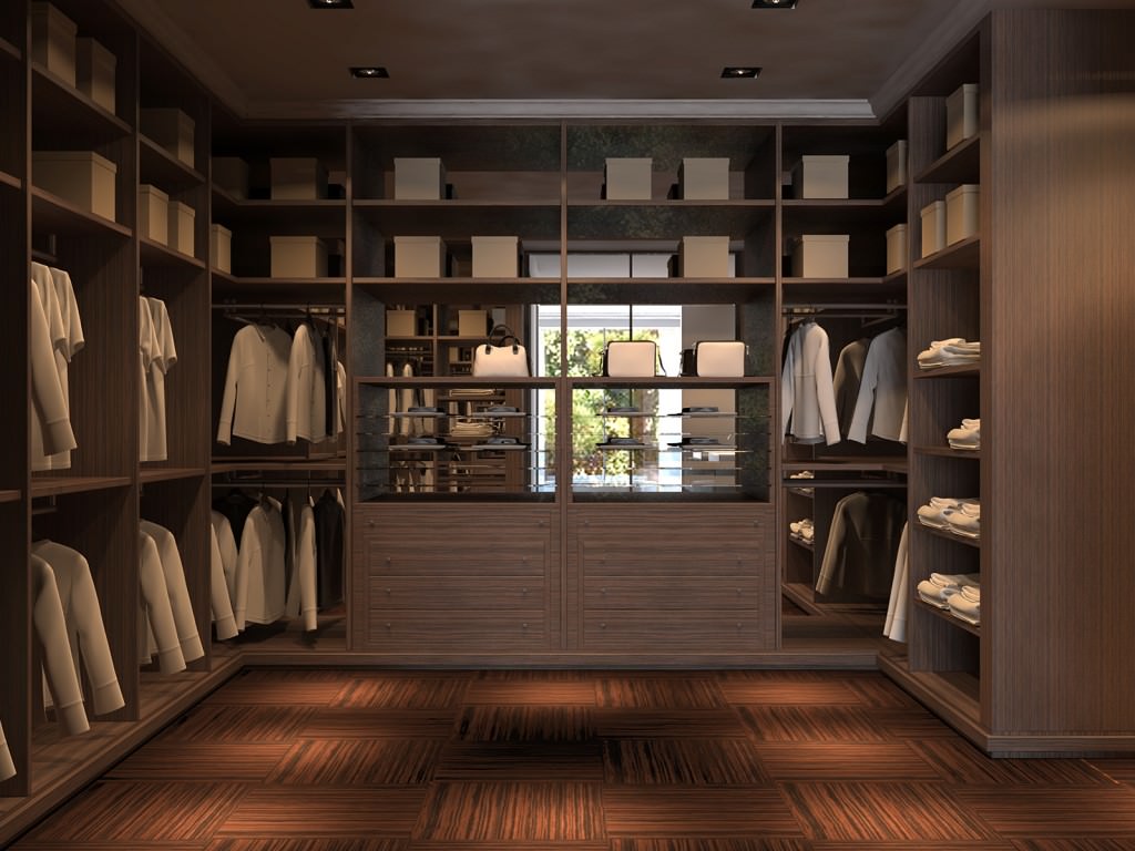 Elegant Lowes Closet Design With Brown Wooden Closet - Luxury Designer Walk In Closets - HD Wallpaper 