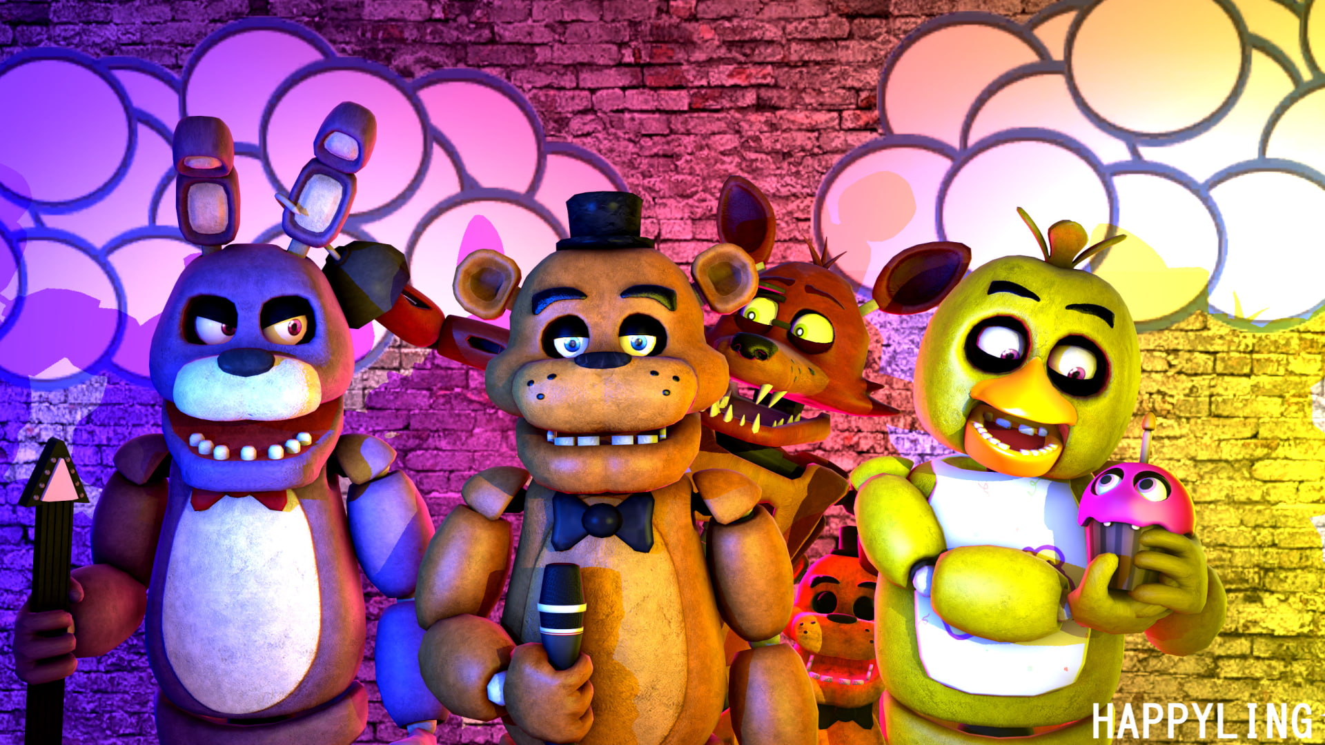 Five Nights At Freddy's Group - HD Wallpaper 