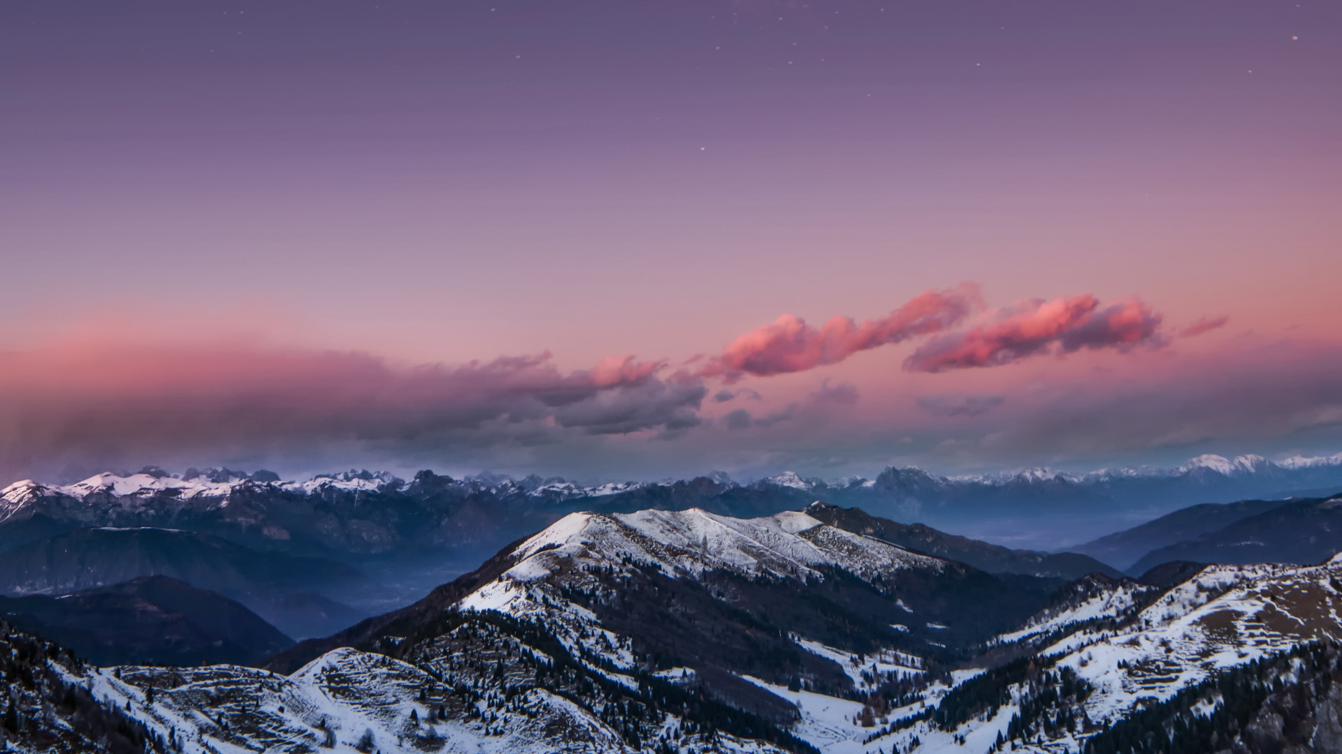 Night Time Snowy Mountains - HD Wallpaper 