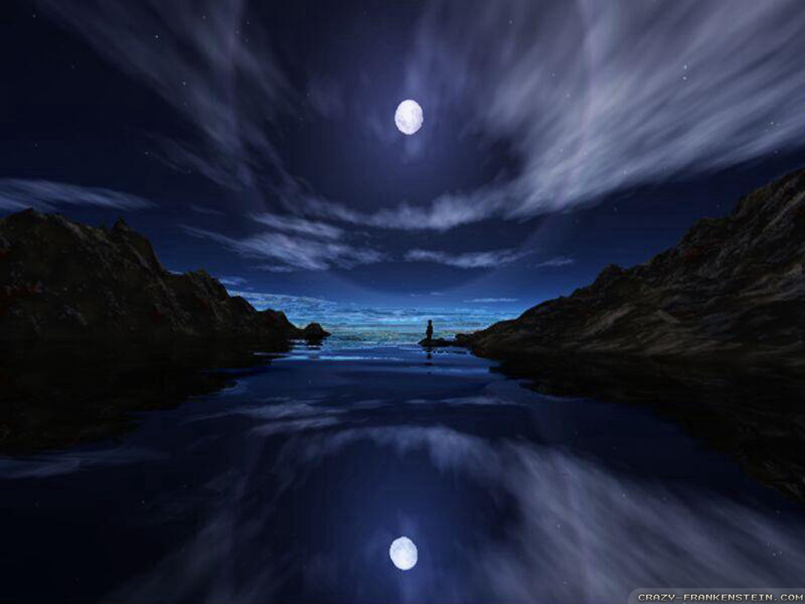 Pemandangan Bulan Yang Indah - HD Wallpaper 