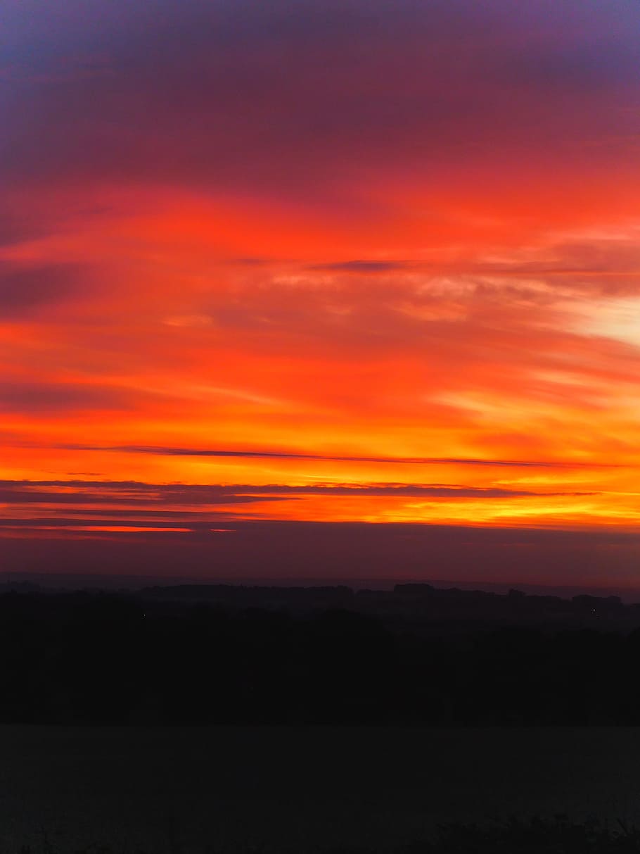 Sunset Scenery, Bright, Clouds, Color, Dark, Dawn, - HD Wallpaper 