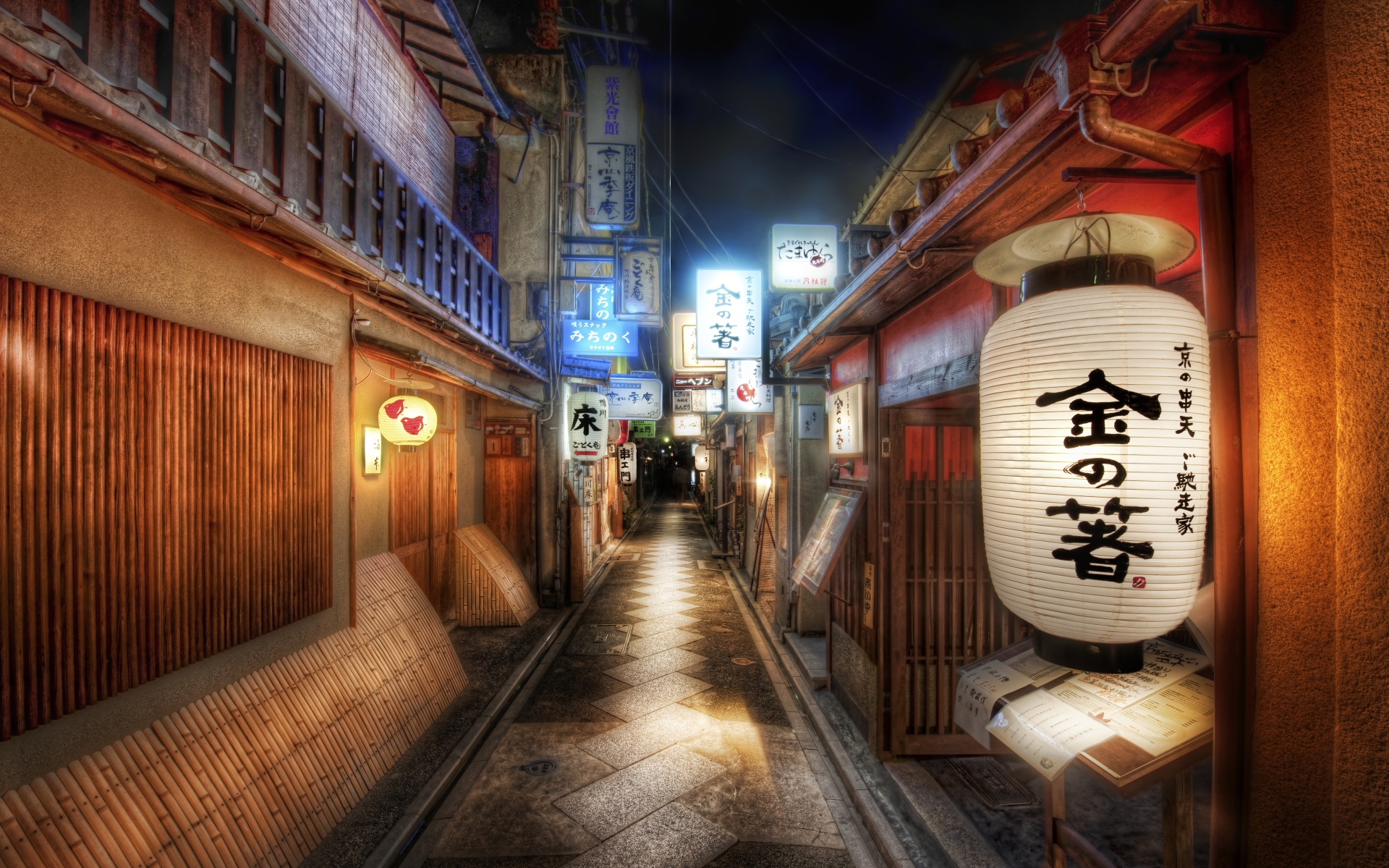 Wallpaper Of Alley, Japan, Kyoto, Lantern, Night, Street - Imac 27 Wallpaper Japan - HD Wallpaper 