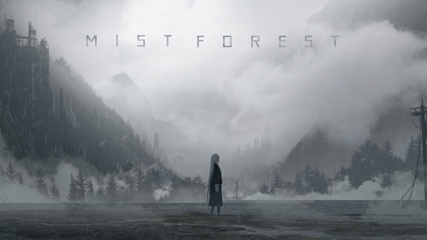 Anime Girl, Mist, White Hair, Raining, Dark Vibe, Scenic - HD Wallpaper 