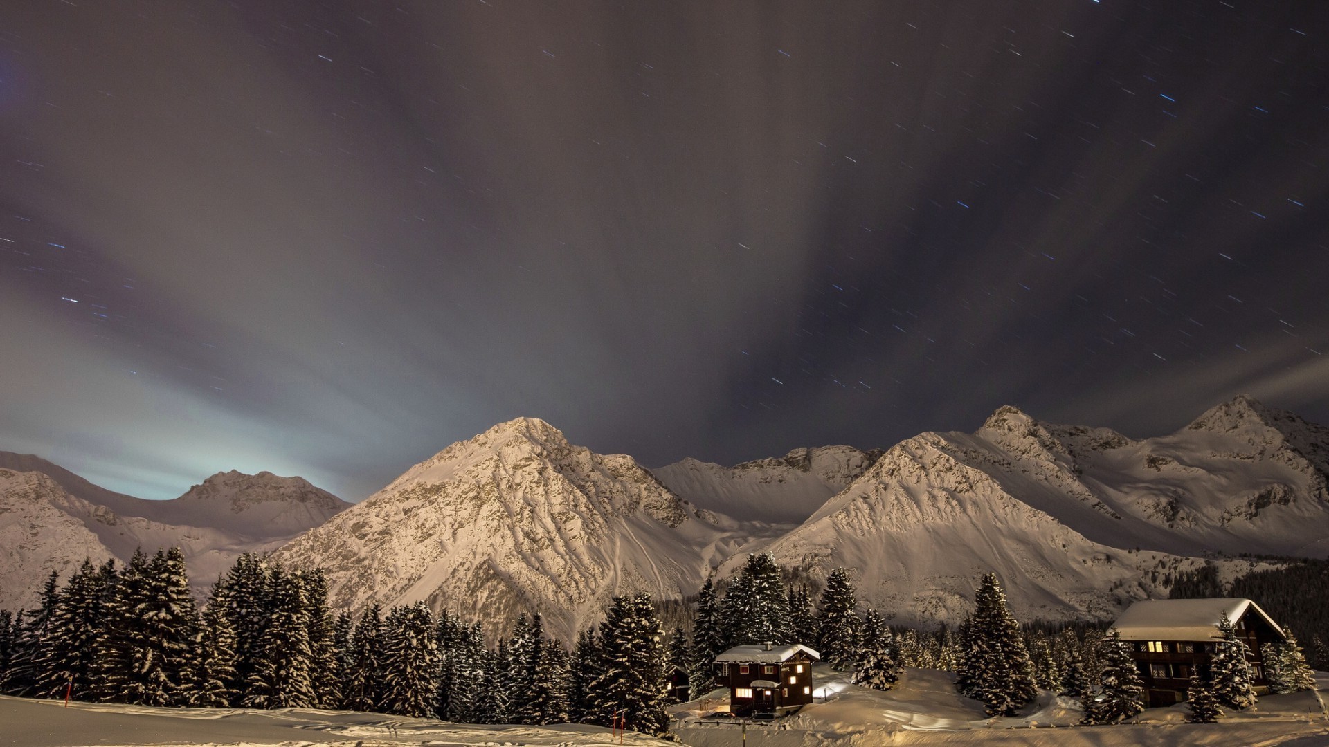 Mountains Snow Mountain Winter Landscape Travel Sky - Paisaje Montaña Cordillera De Noche - HD Wallpaper 