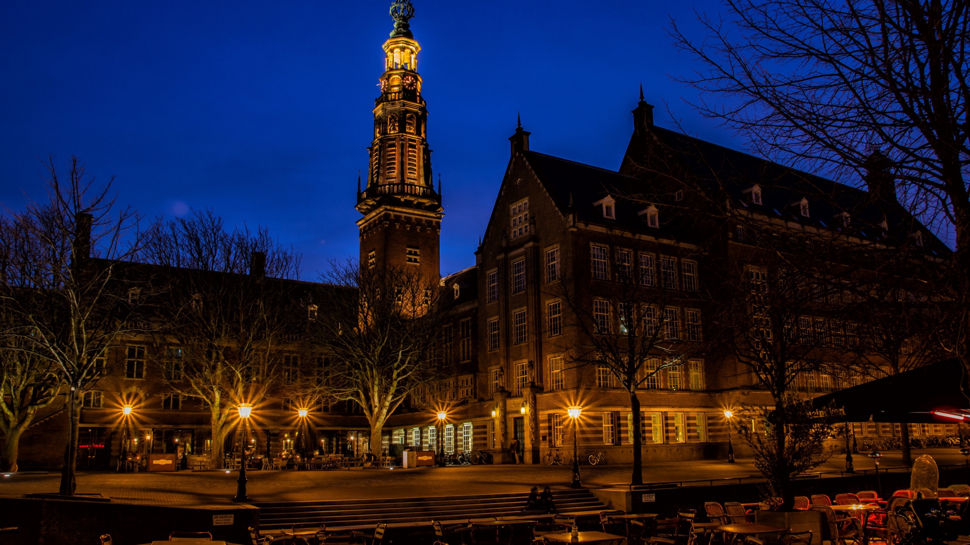 Wallpaper Amsterdam Night Street Ancient Building - Wallpaper - HD Wallpaper 